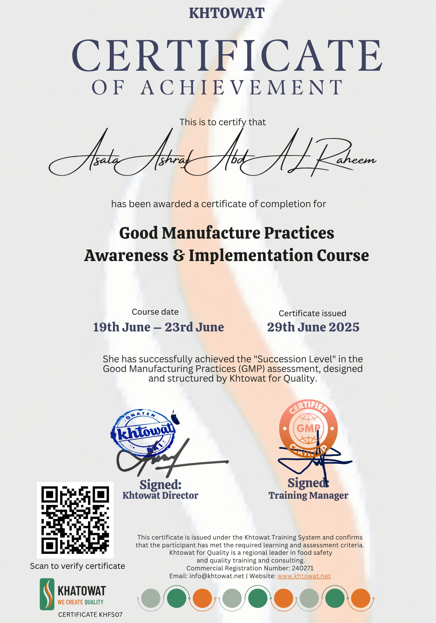 Good Manufacture Practice Training Course