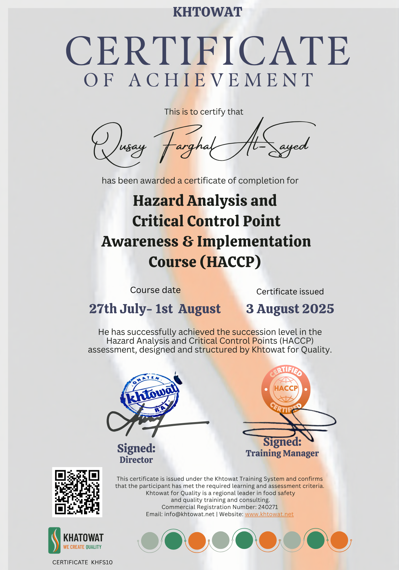 Hazard analysis and critical control points