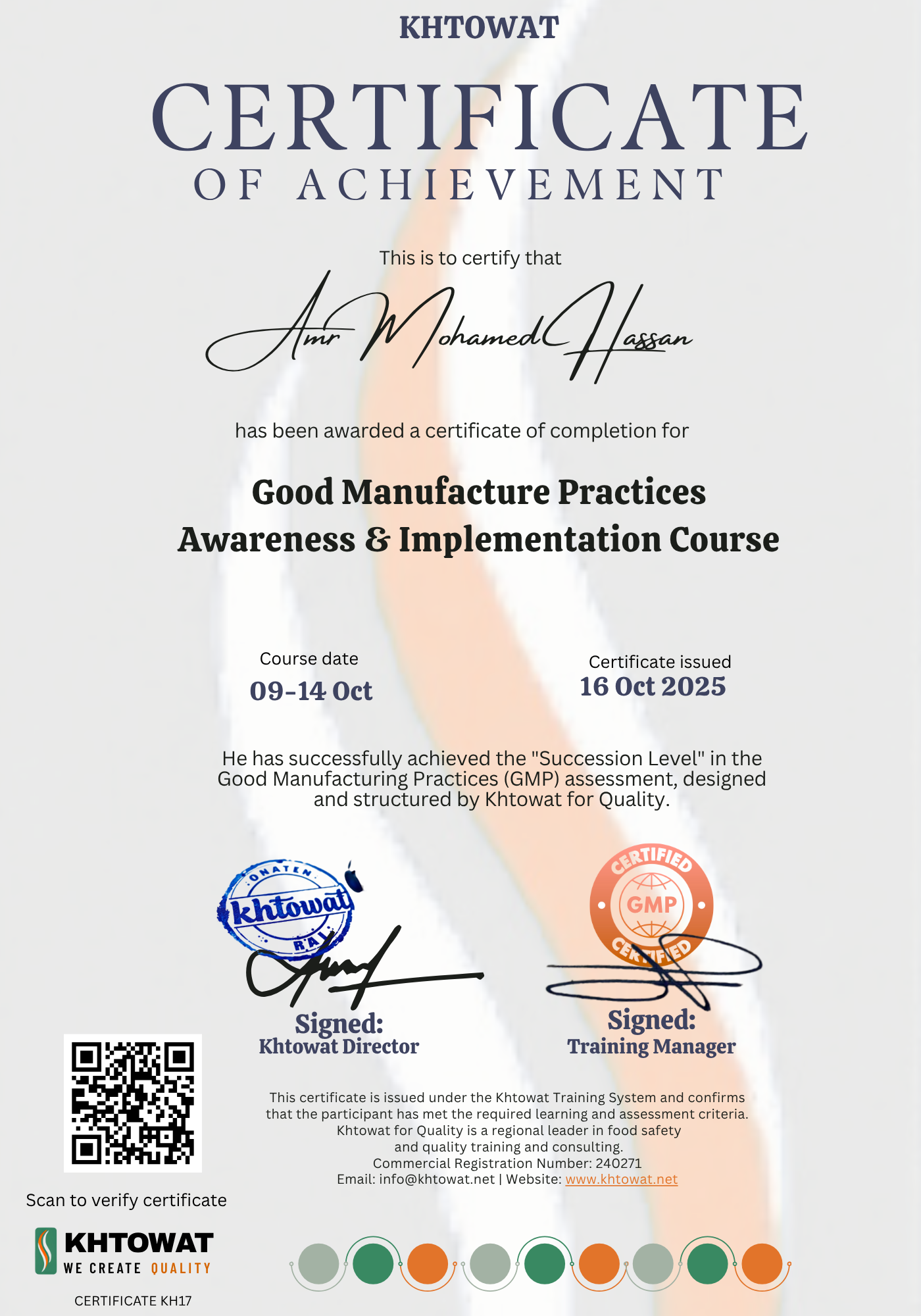 Good Manufacture Practice  - GMP
