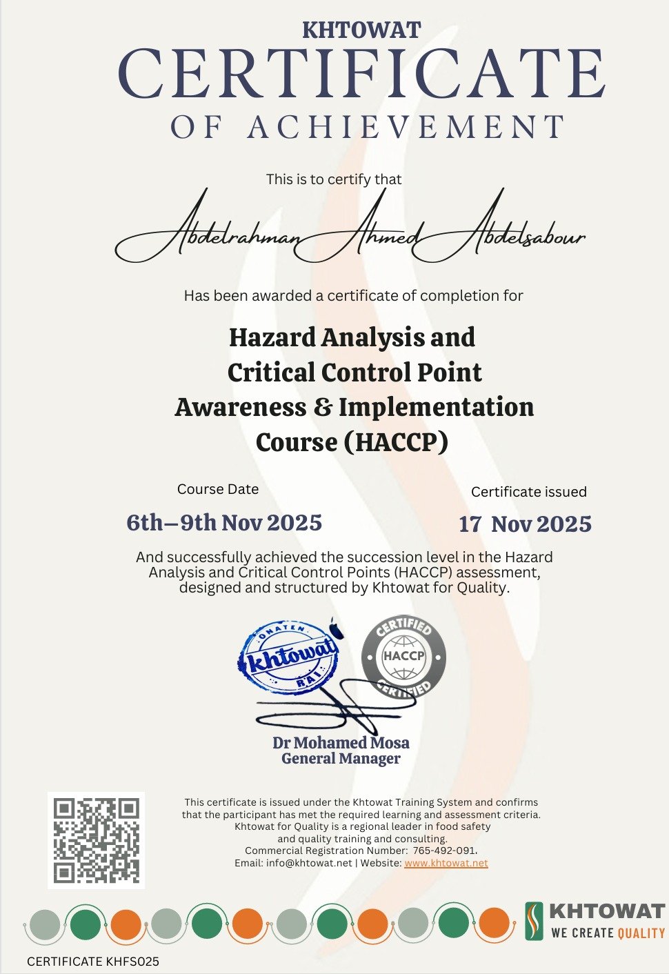 Hazard analysis and Critical control Points (HACCP)