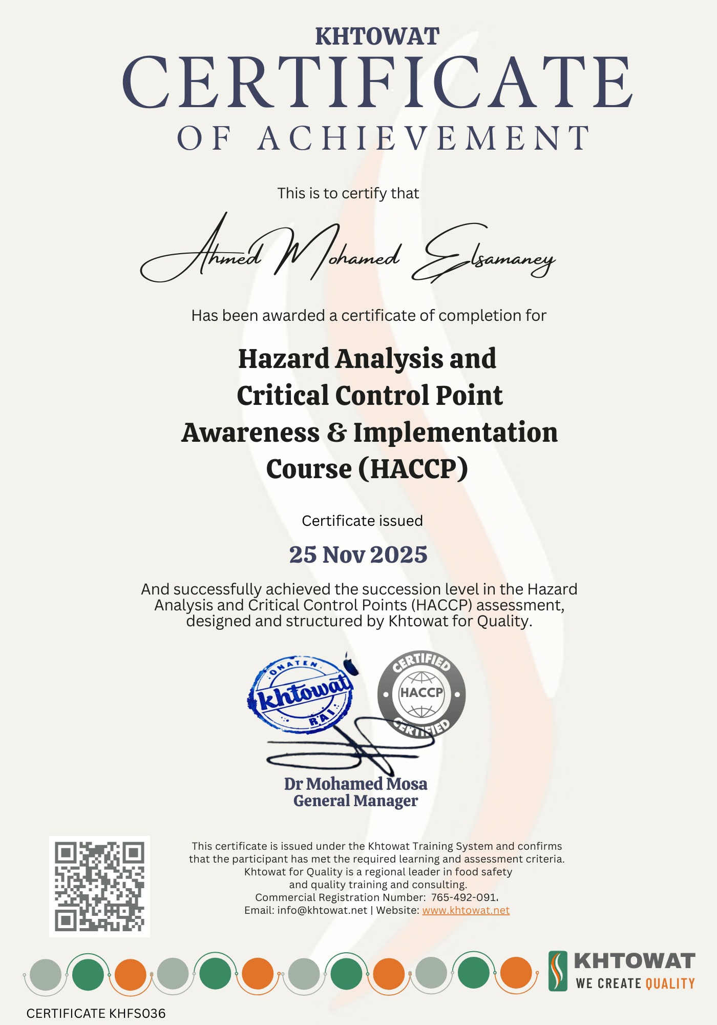 Hazard Analysis and Critical Control Points